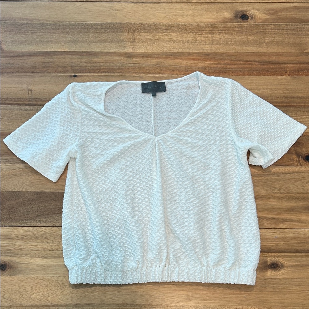 Anthropologie White Textured Blouse
